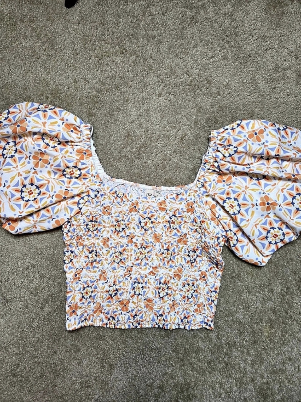 Anthropologie Dolan Off-the-Shoulder Textured Smocked Puff Sleeve Top Small